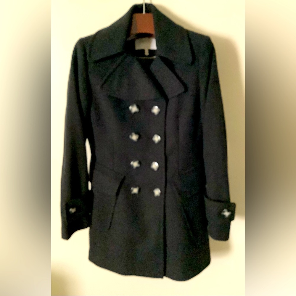 Laundry By Shelli Segal Black Double Breasted Pea Coat Beautiful